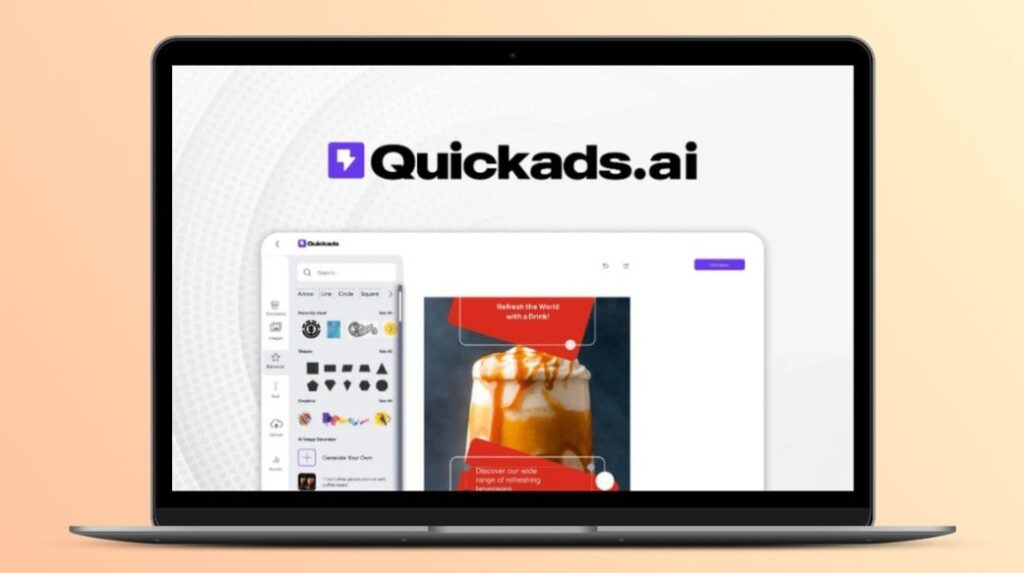 Laptop screen displaying a sample page of Quicksad.ai
