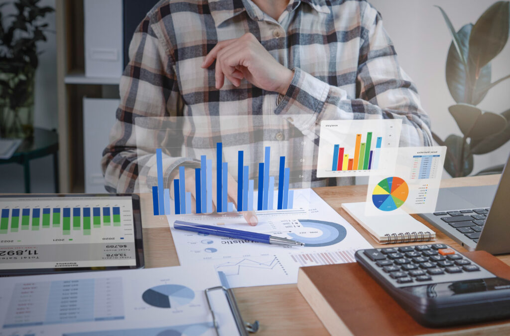 man working with graphs