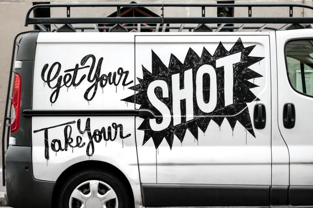 White van with graffiti art